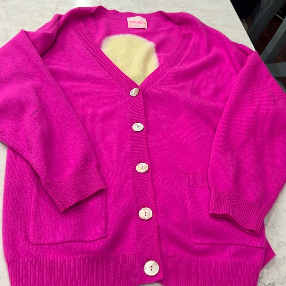 Crush Cashmere Flower Cardigan - Gem